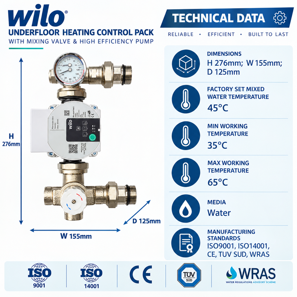 Underfloor Heating Blending Valve With Wilo 6m Pump