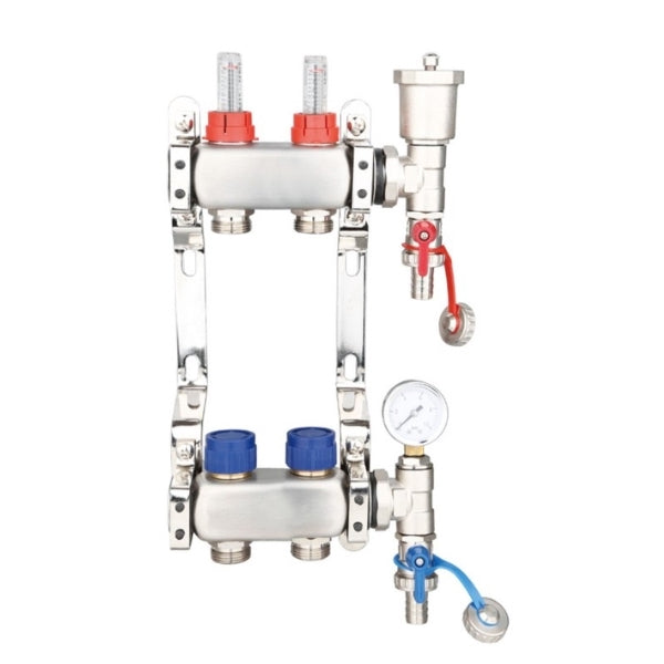 EDGE RANGE STAINLESS STEEL UFH MANIFOLD COMPLETE SET (FOR 12MM PIPE)