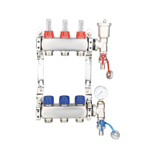 EDGE RANGE STAINLESS STEEL UFH MANIFOLD COMPLETE SET (FOR 12MM PIPE)