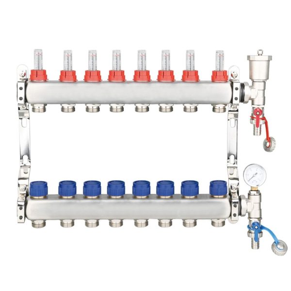 EDGE RANGE STAINLESS STEEL UFH MANIFOLD COMPLETE SET (FOR 12MM PIPE)